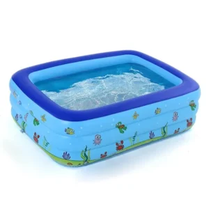 Inflatable Family Swimming Pool 210CM – Large 3 Ring Outdoor Pool for Kids & Parents (210x135x60CM)